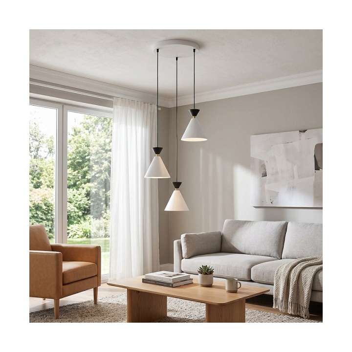 Lampa wisząca KLEVER 3PREM WHITE BLACK - Emibig