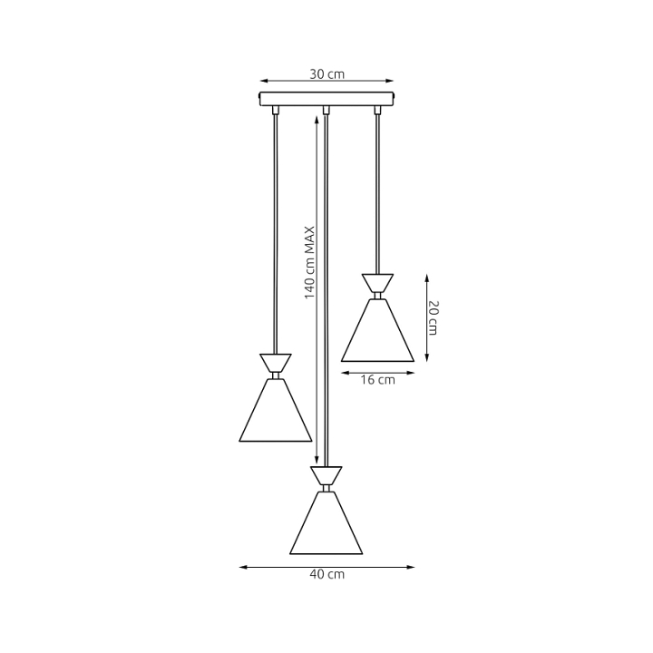 Lampa wisząca KLEVER 3PREM WHITE BLACK - Emibig