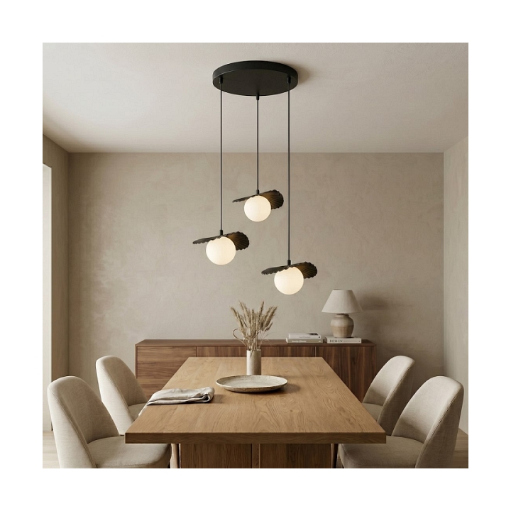 Lampa wisząca FLORA 3PREM BLACK OPAL - Emibig