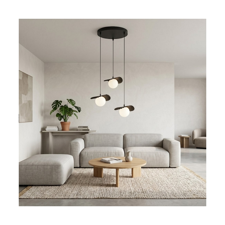 Lampa wisząca FLORA 3PREM BLACK OPAL - Emibig