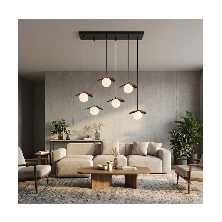 Lampa wisząca FLORA 6 BLACK OPAL - Emibig