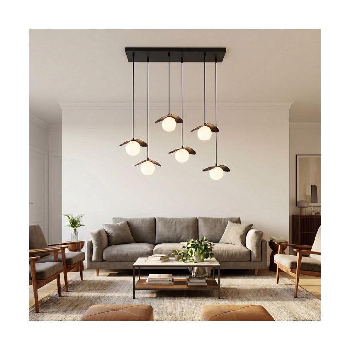 Lampa wisząca FLORA 6 BLACK OPAL - Emibig