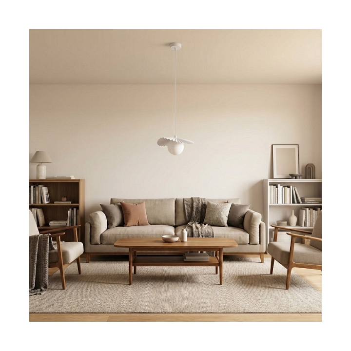 Lampa wisząca FLORA 1 WHITE OPAL - Emibig