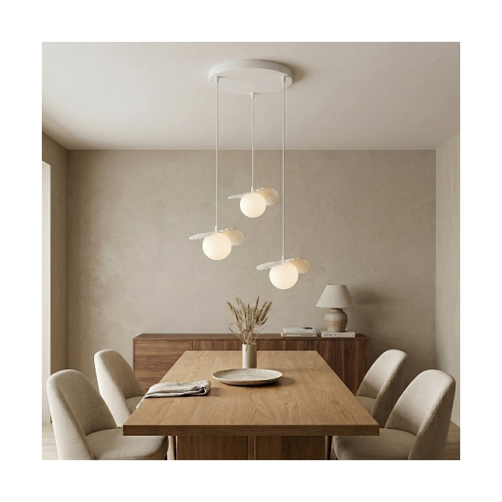 Lampa wisząca FLORA 3PREM WHITE OPAL - Emibig
