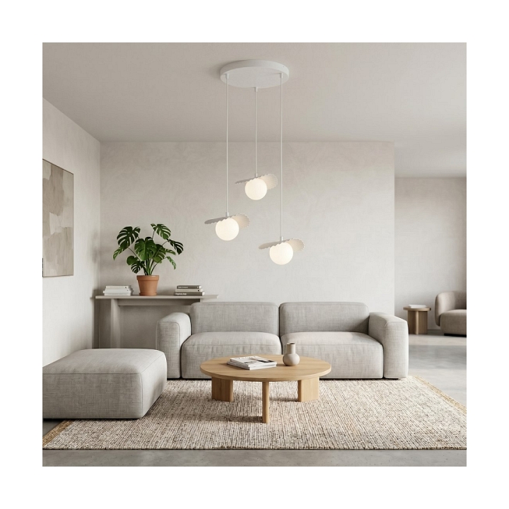 Lampa wisząca FLORA 3PREM WHITE OPAL - Emibig