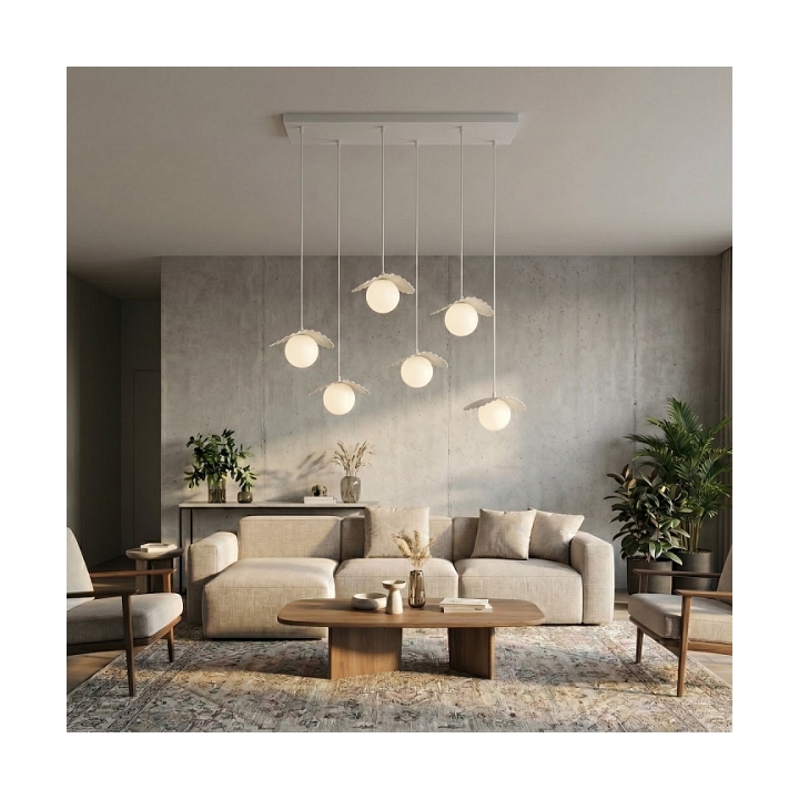 Lampa wisząca FLORA 6 WHITE OPAL - Emibig