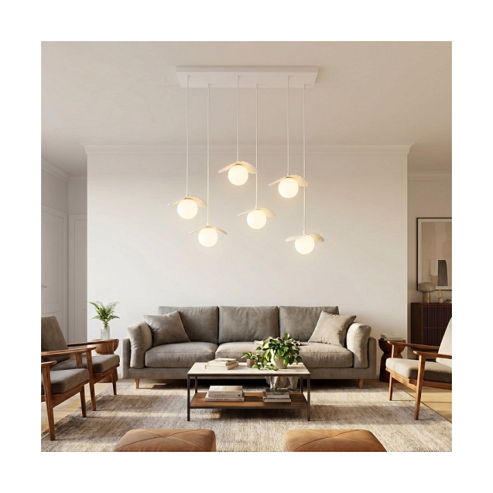 Lampa wisząca FLORA 6 WHITE OPAL - Emibig