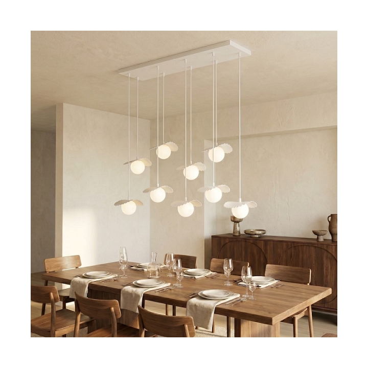 Lampa wisząca FLORA 9 WHITE OPAL - Emibig