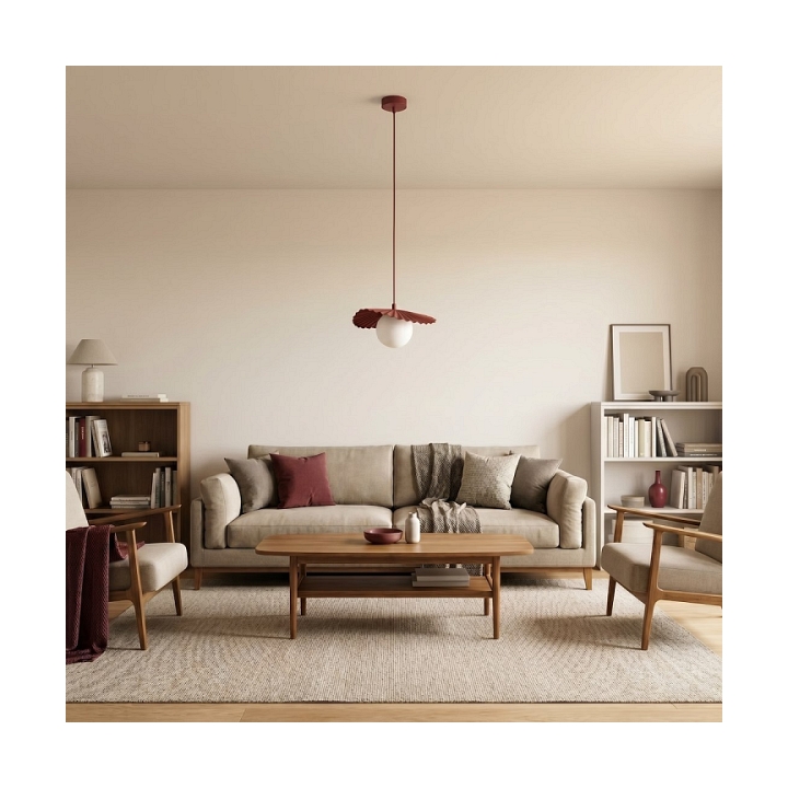 Lampa wisząca FLORA 1 BURGUNDY OPAL - Emibig