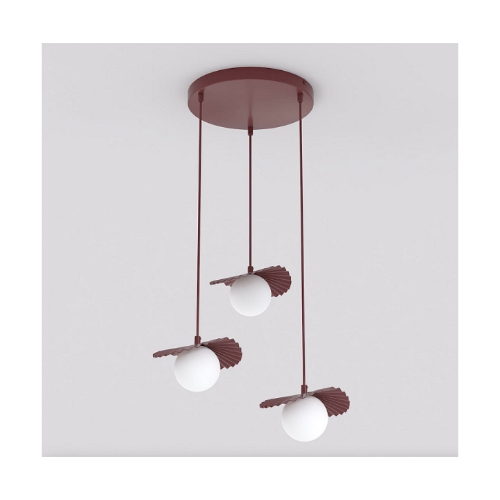 Lampa wisząca FLORA 3PREM BURGUNDY OPAL - Emibig