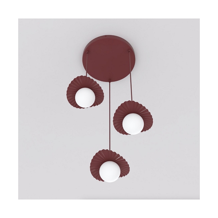 Lampa wisząca FLORA 3PREM BURGUNDY OPAL - Emibig