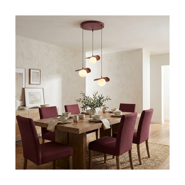 Lampa wisząca FLORA 3PREM BURGUNDY OPAL - Emibig