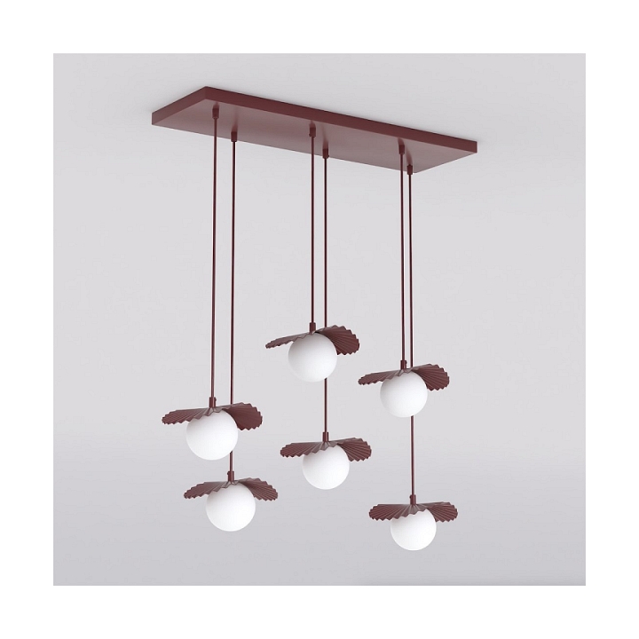 Lampa wisząca FLORA 6 BURGUNDY OPAL - Emibig