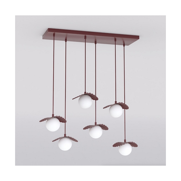 Lampa wisząca FLORA 6 BURGUNDY OPAL - Emibig