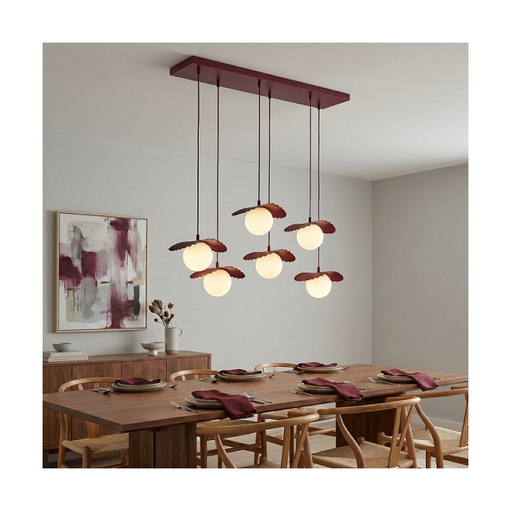 Lampa wisząca FLORA 6 BURGUNDY OPAL - Emibig