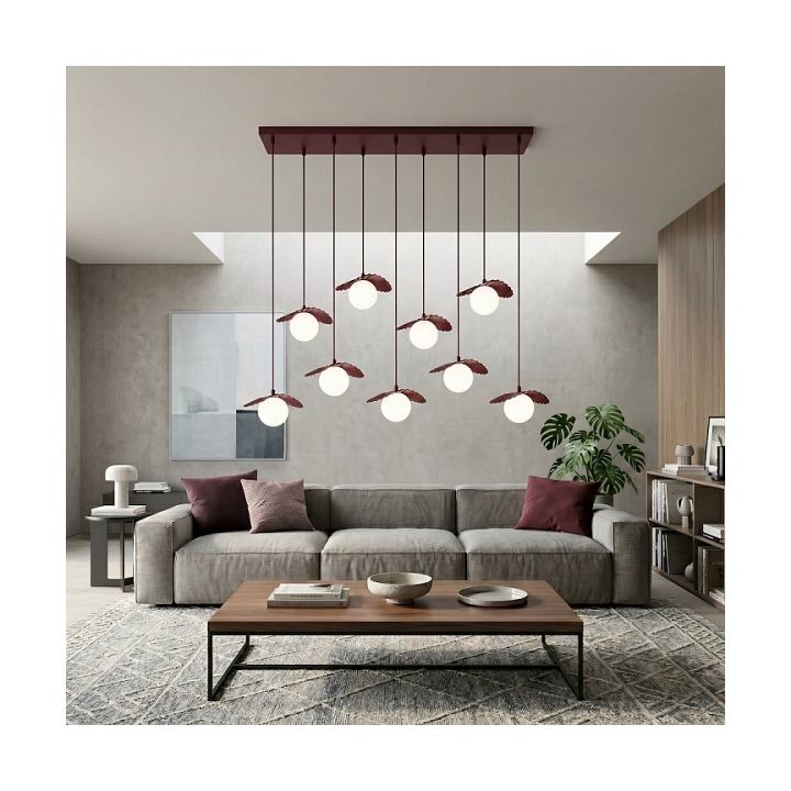 Lampa wisząca FLORA 9 BURGUNDY OPAL - Emibig