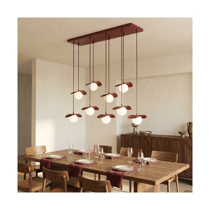 Lampa wisząca FLORA 9 BURGUNDY OPAL - Emibig