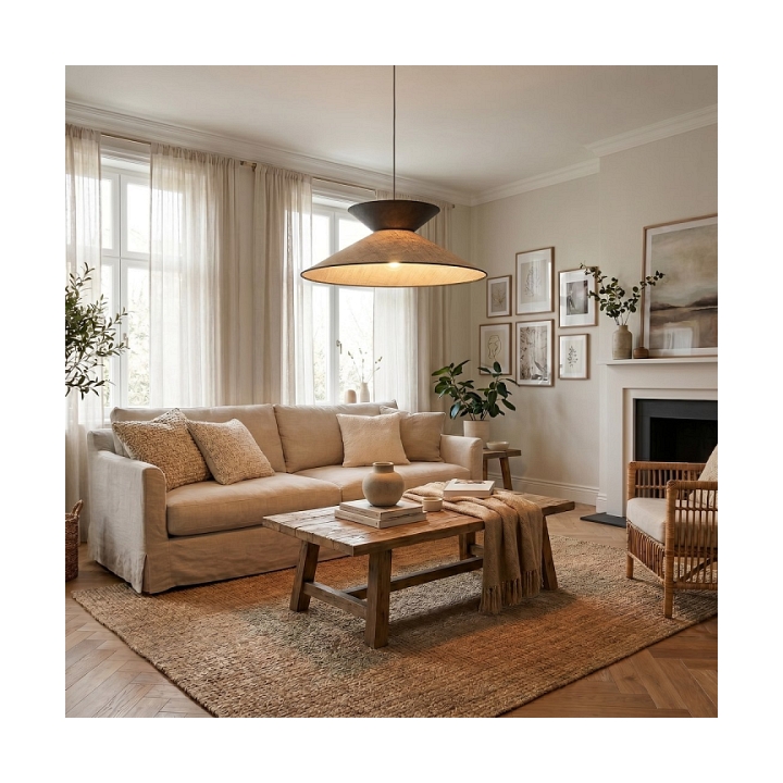 Lampa wisząca SOFTA 1 RATTAN BLACK - Emibig