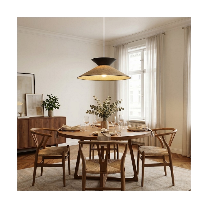 Lampa wisząca SOFTA 1 RATTAN BLACK - Emibig