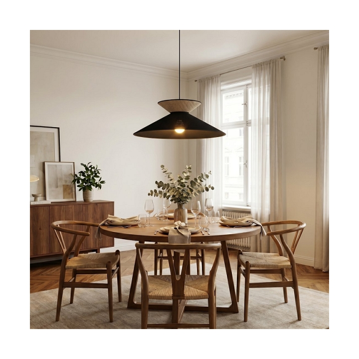 Lampa wisząca SOFTA 1 BLACK RATTAN - Emibig