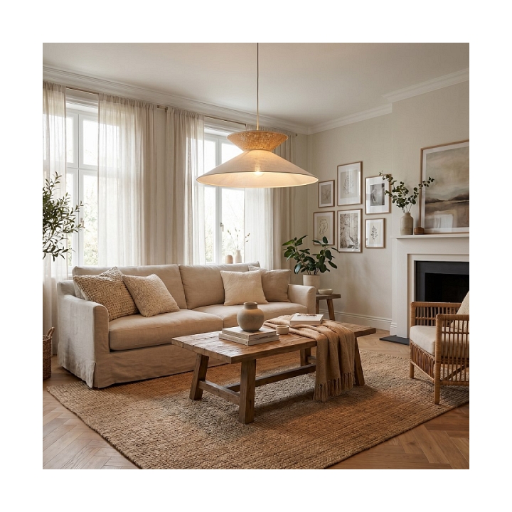 Lampa wisząca SOFTA 1 MOKKA RATTAN - Emibig