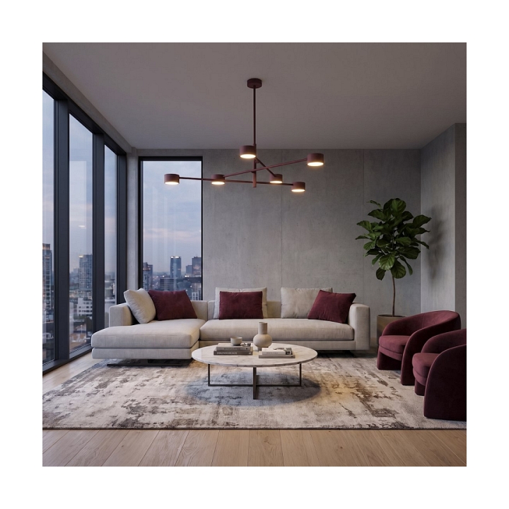 Lampa sufitowa NATSU 6 BURGUNDY - Emibig