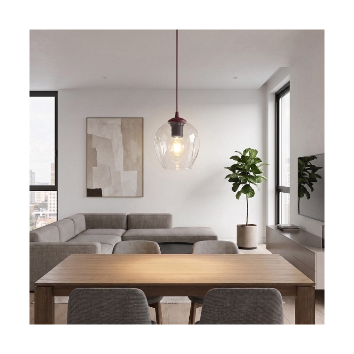 Lampa wisząca ISTAR 1 BURGUND TRANSPARENT - Emibig