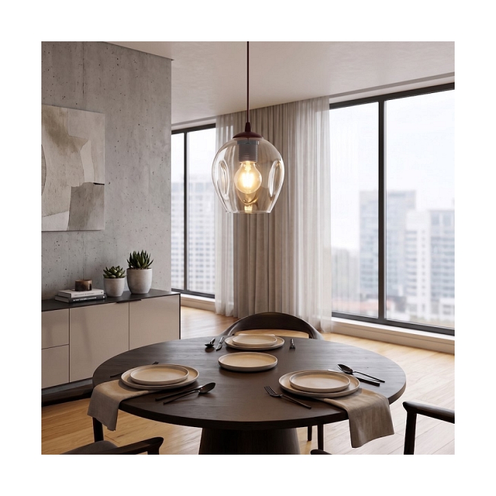 Lampa wisząca ISTAR 1 BURGUND TRANSPARENT - Emibig