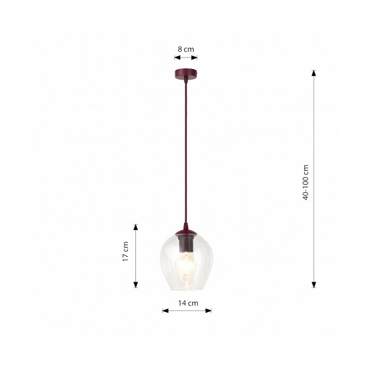 Lampa wisząca ISTAR 1 BURGUND TRANSPARENT - Emibig