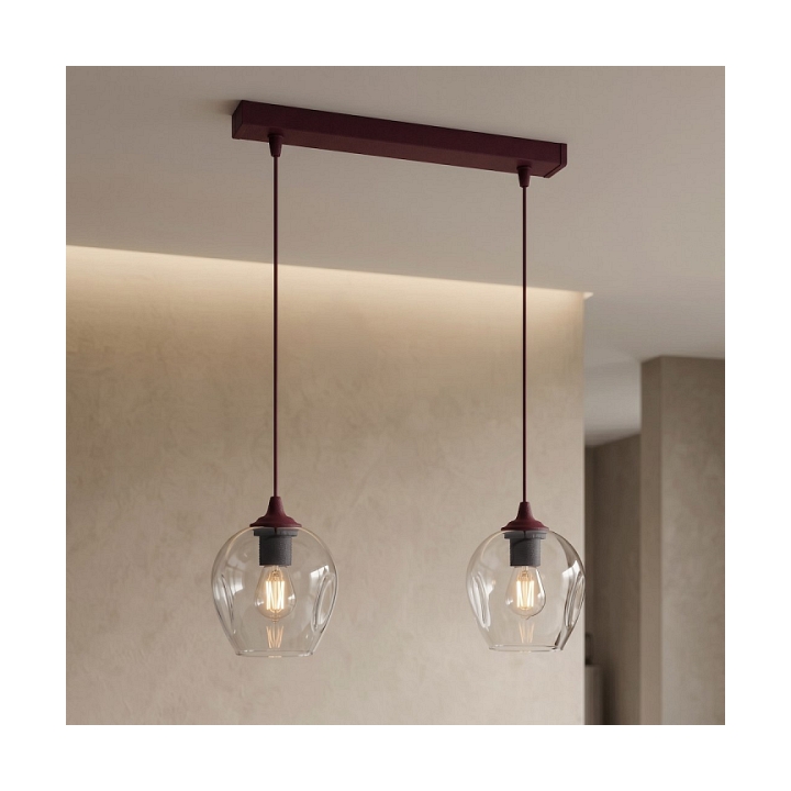 Lampa wisząca ISTAR 2 BURGUND TRANSPARENT - Emibig