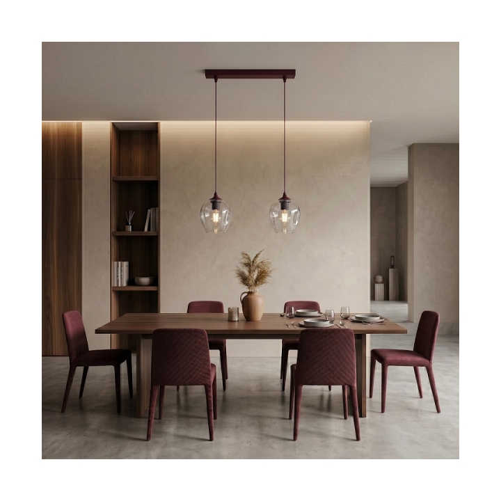 Lampa wisząca ISTAR 2 BURGUND TRANSPARENT - Emibig