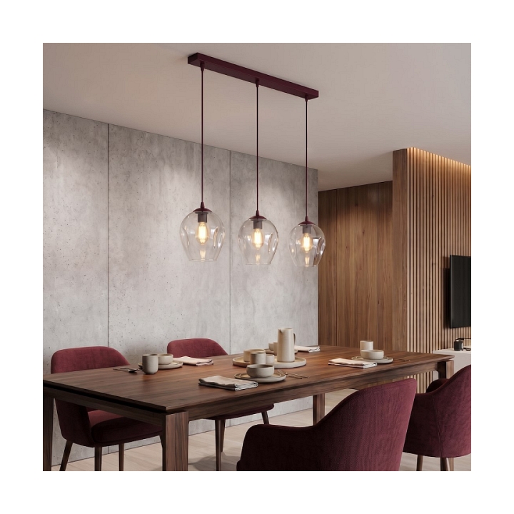 Lampa wisząca ISTAR 3 BURGUND TRANSPARENT - Emibig