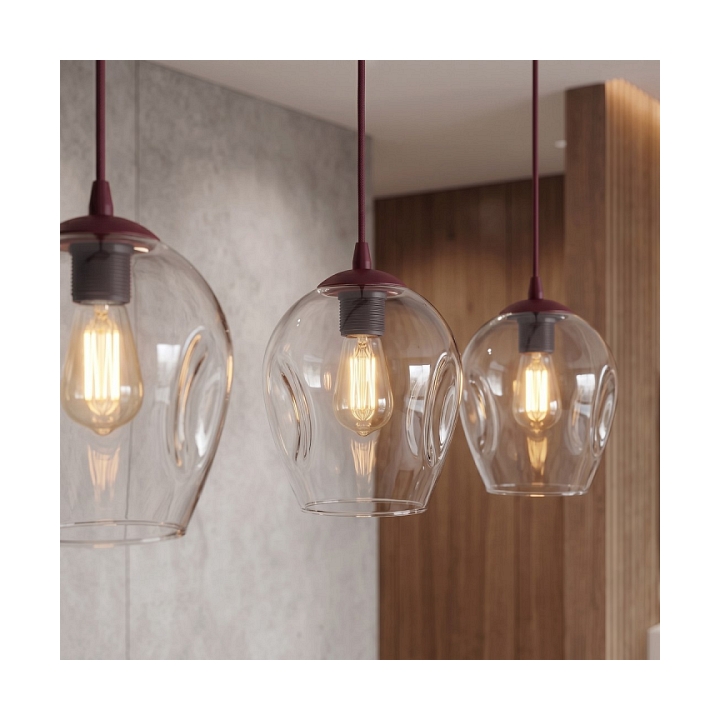 Lampa wisząca ISTAR 3 BURGUND TRANSPARENT - Emibig