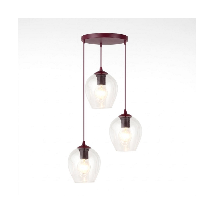 Lampa wisząca ISTAR 3PREM BURGUND TRANSPARENT - Emibig