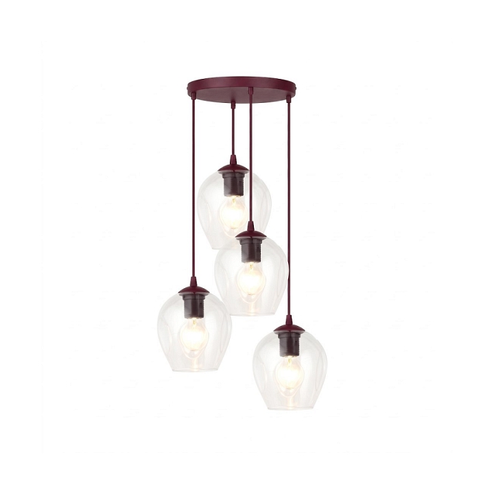 Lampa wisząca ISTAR 4PREM BURGUND TRANSPARENT - Emibig