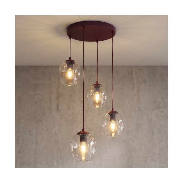Lampa wisząca ISTAR 4PREM BURGUND TRANSPARENT - Emibig