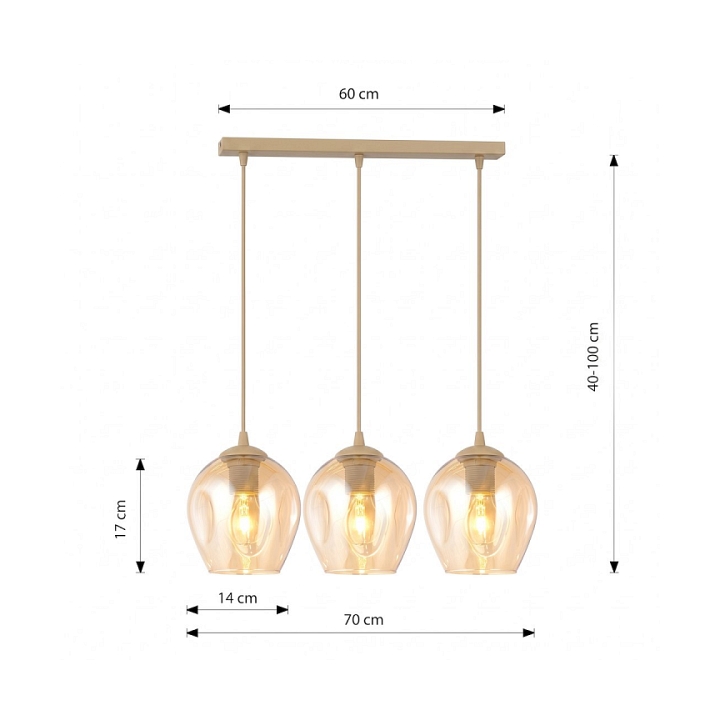 Lampa wisząca ISTAR 3 MOKKA AMBER - Emibig