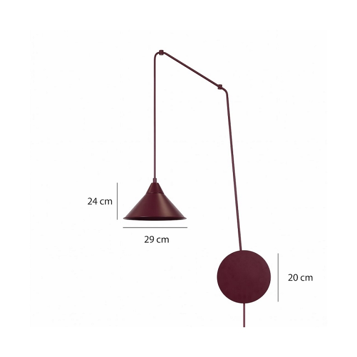 Lampa wisząca ABRAMO 1 BURGUNDY - Emibig