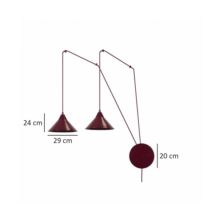 Lampa wisząca ABRAMO 2 BURGUNDY - Emibig