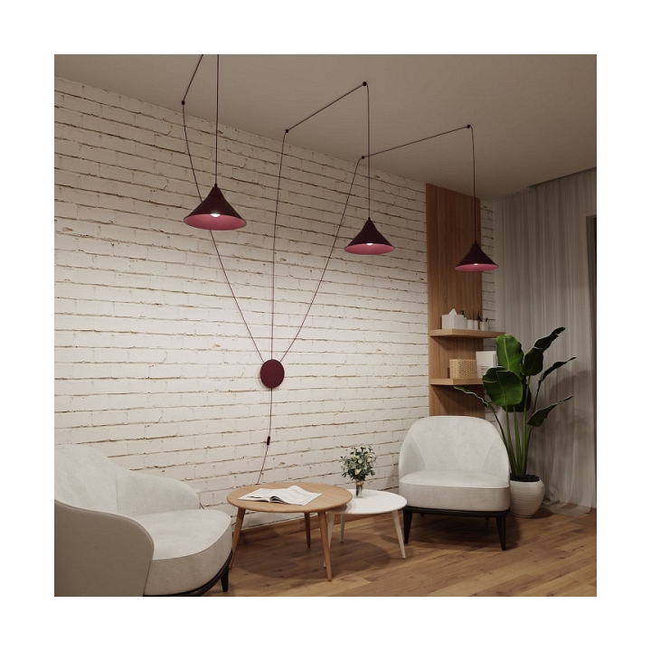 Lampa wisząca ABRAMO 3 BURGUNDY - Emibig