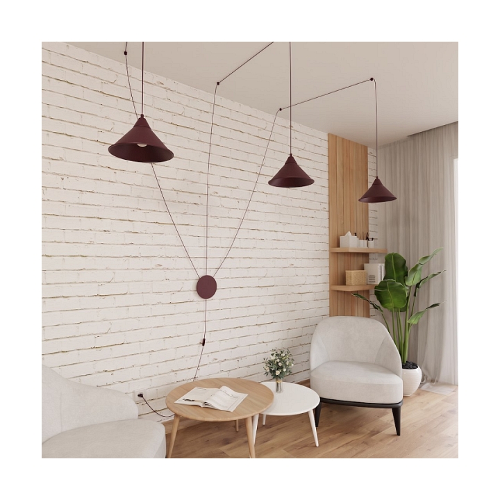 Lampa wisząca ABRAMO 3 BURGUNDY - Emibig