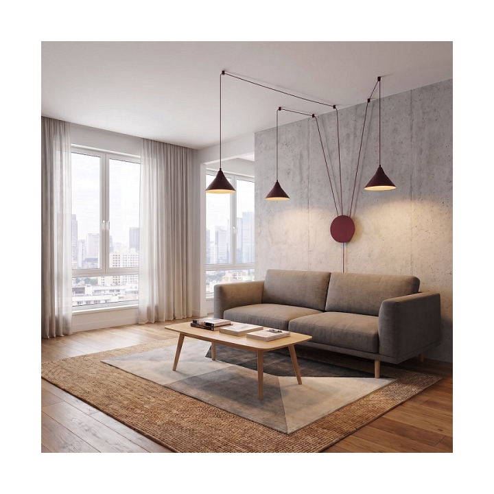 Lampa wisząca ABRAMO 3 BURGUNDY - Emibig