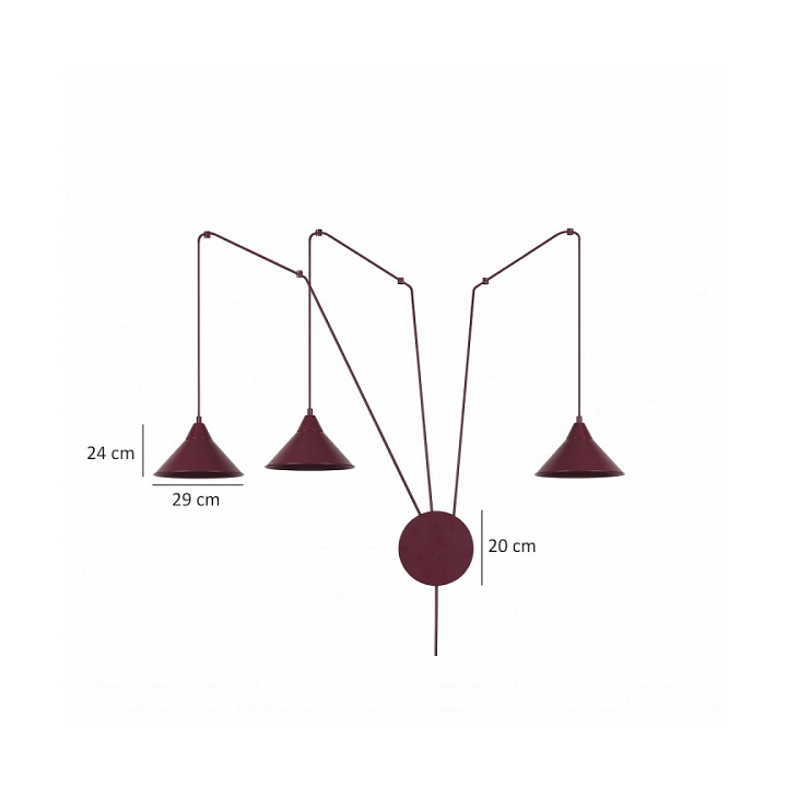 Lampa wisząca ABRAMO 3 BURGUNDY - Emibig