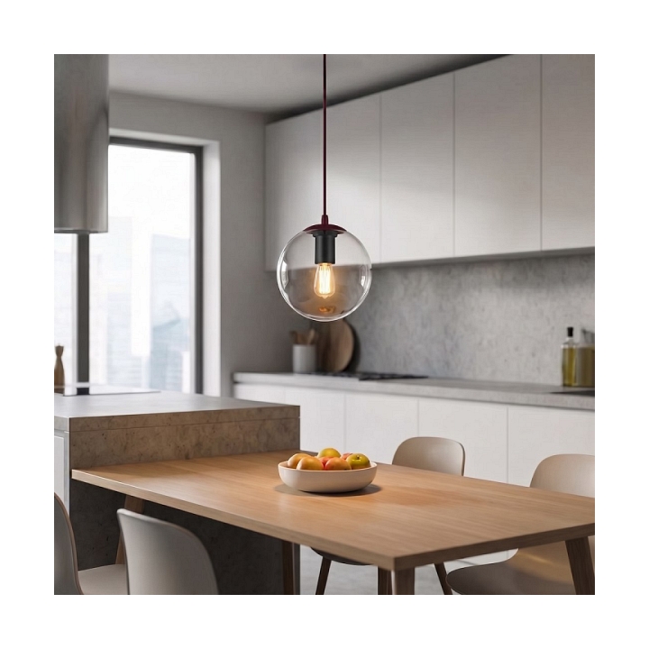 Lampa wisząca COSMO 1 BURGUNDY TRANSPARENT - Emibig
