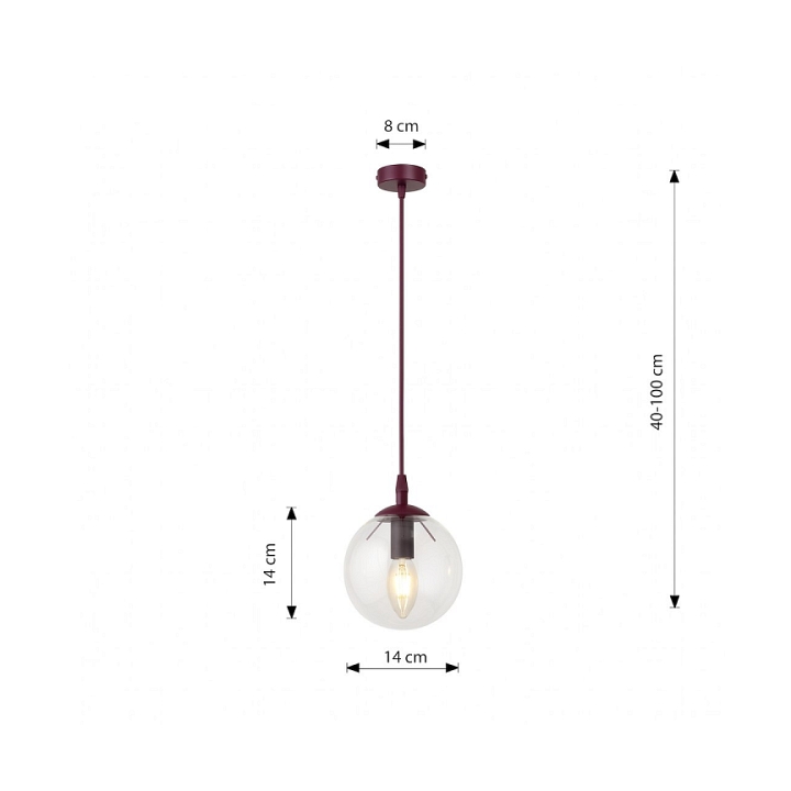 Lampa wisząca COSMO 1 BURGUNDY TRANSPARENT - Emibig