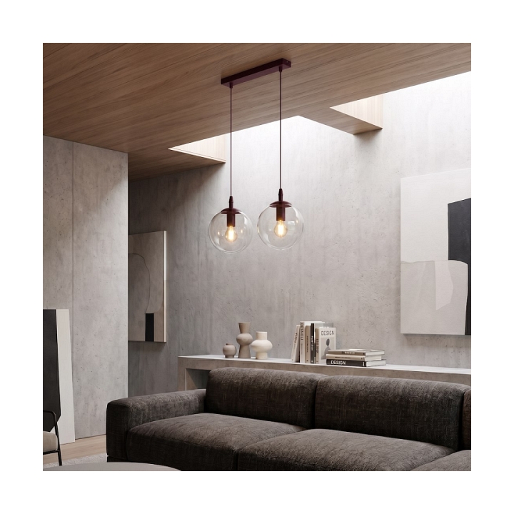 Lampa wisząca COSMO 2 BURGUNDY TRANSPARENT - Emibig