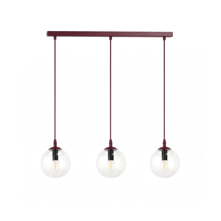 Lampa wisząca COSMO 3 BURGUNDY TRANSPARENT - Emibig