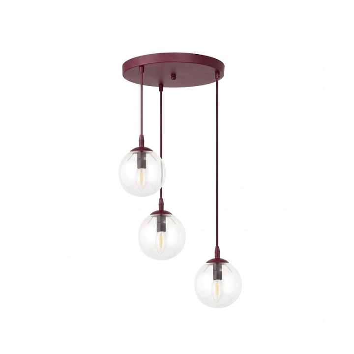 Lampa wisząca COSMO 3PREM BURGUNDY TRANSPARENT - Emibig