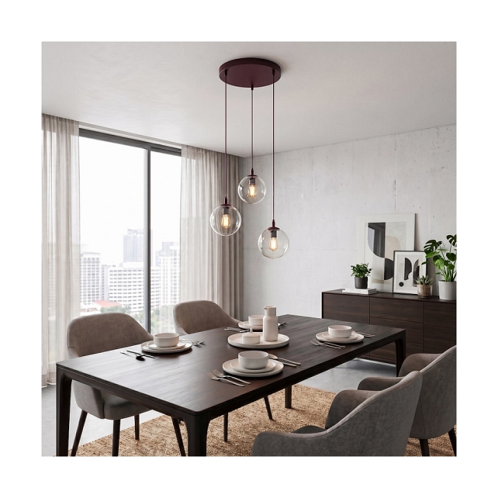 Lampa wisząca COSMO 3PREM BURGUNDY TRANSPARENT - Emibig