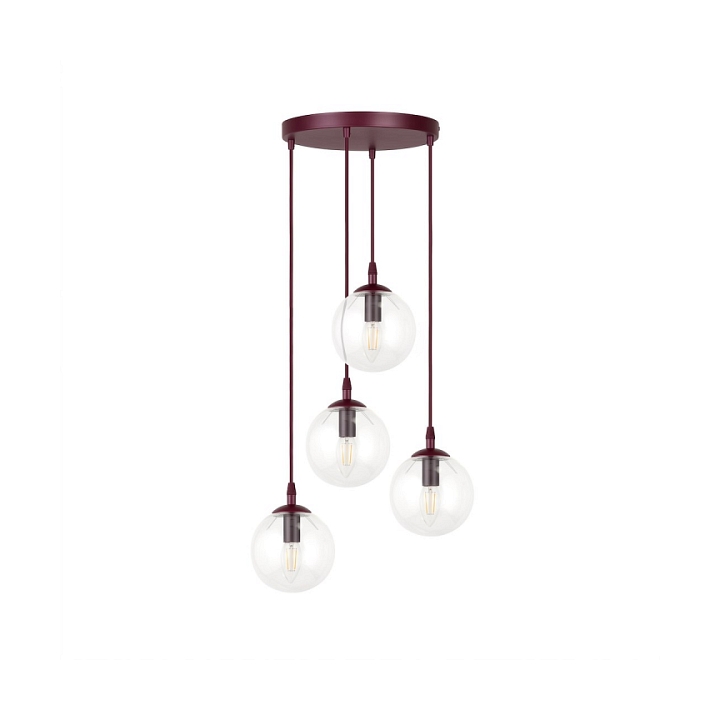 Lampa wisząca COSMO 4PREM BURGUNDY TRANSPARENT - Emibig